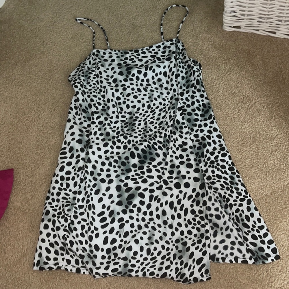 Dalmatian print dress with slit